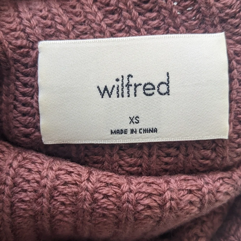 Aritzia Wilfred Montpelier Merino Wool Turtleneck Sweater mauve XS - Picture 2 of 8